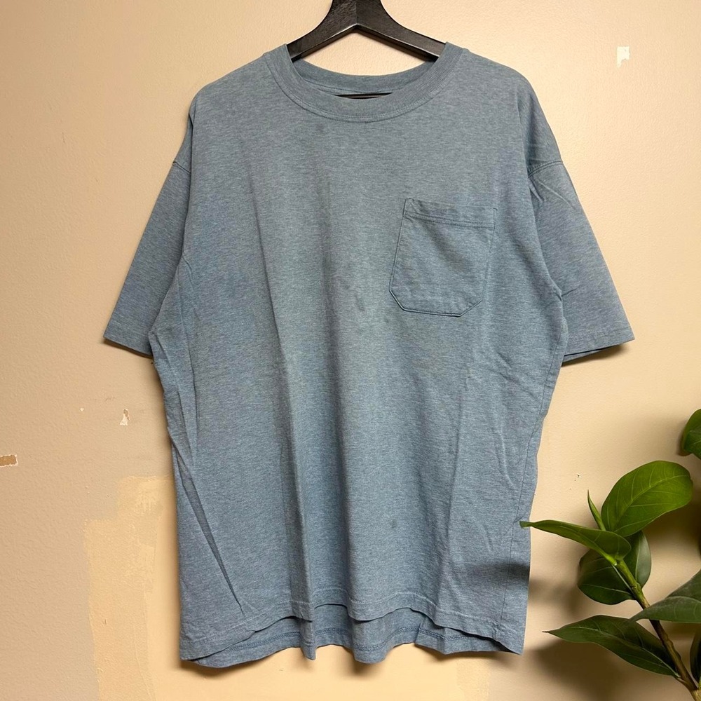 Vintage 90s C&B Sport Croft & Barrow Faded Blue Pocket T Shirt Mens XL